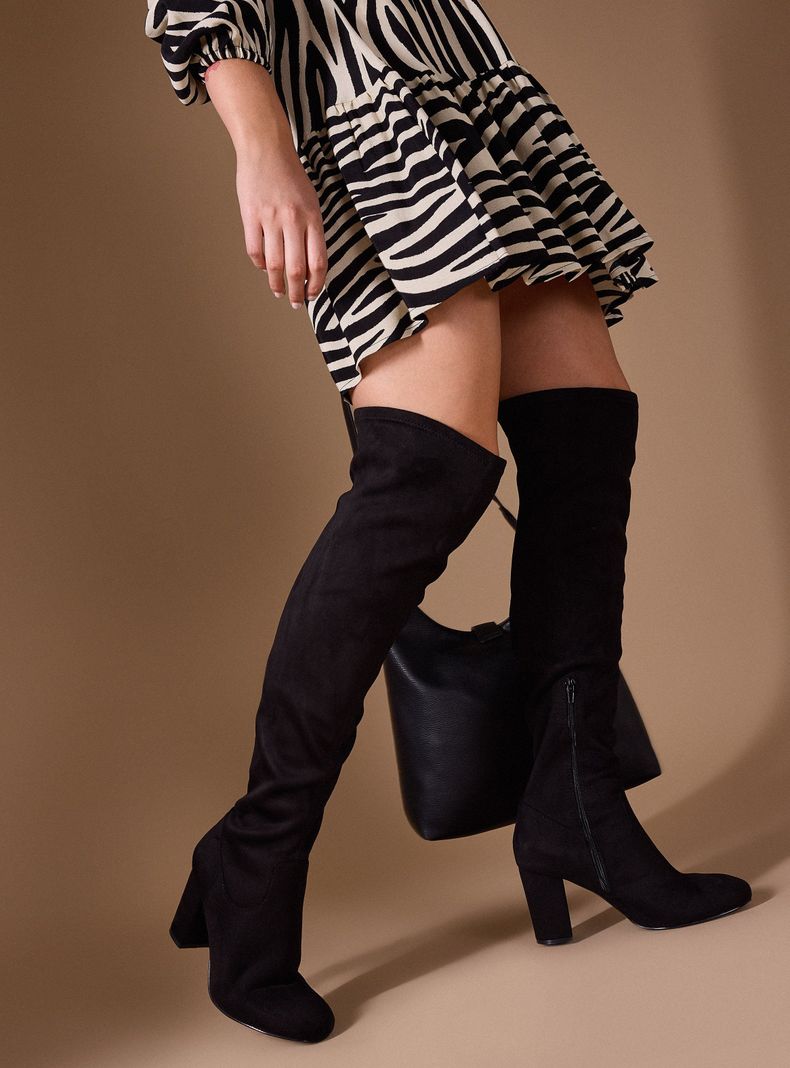 Bota Tipo Bucanera Efecto Gamuza Mujer-0