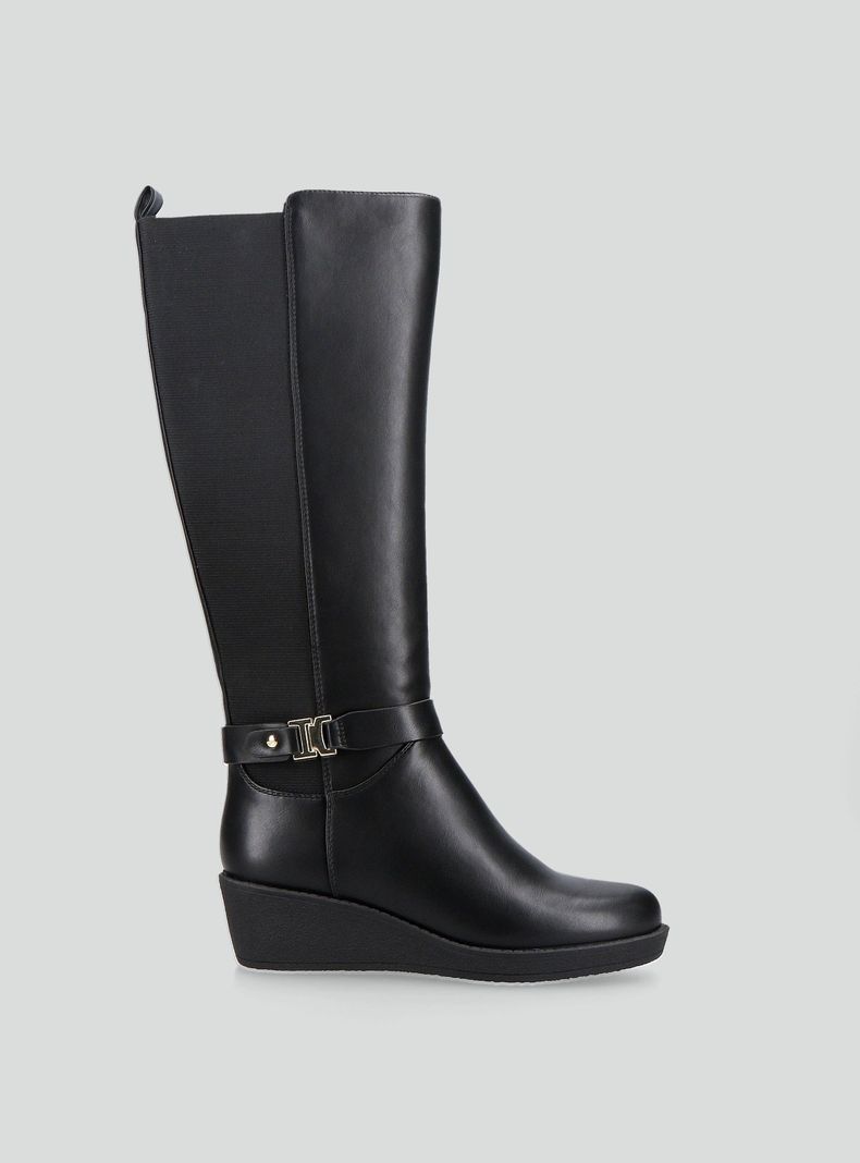 Bota Cuña Efecto Cuero Mujer-1