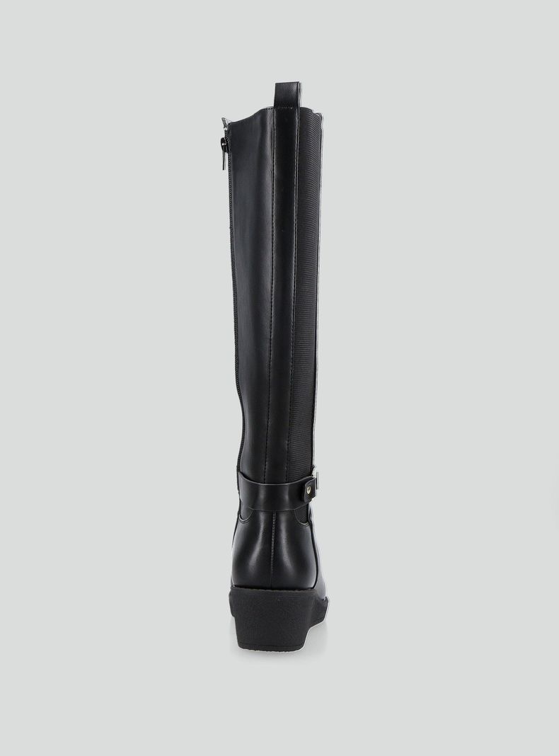 Bota Cuña Efecto Cuero Mujer-3