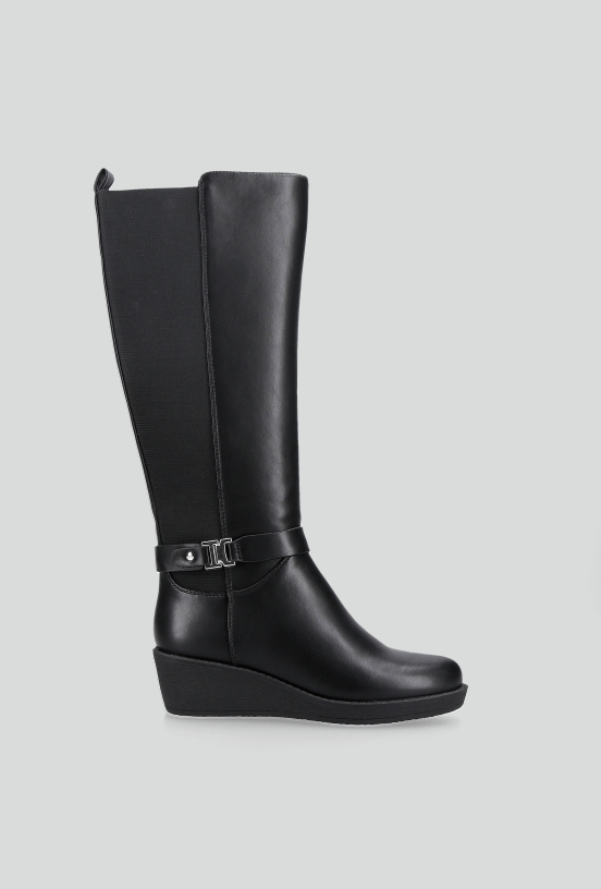Bota Cuña Efecto Cuero Mujer-4