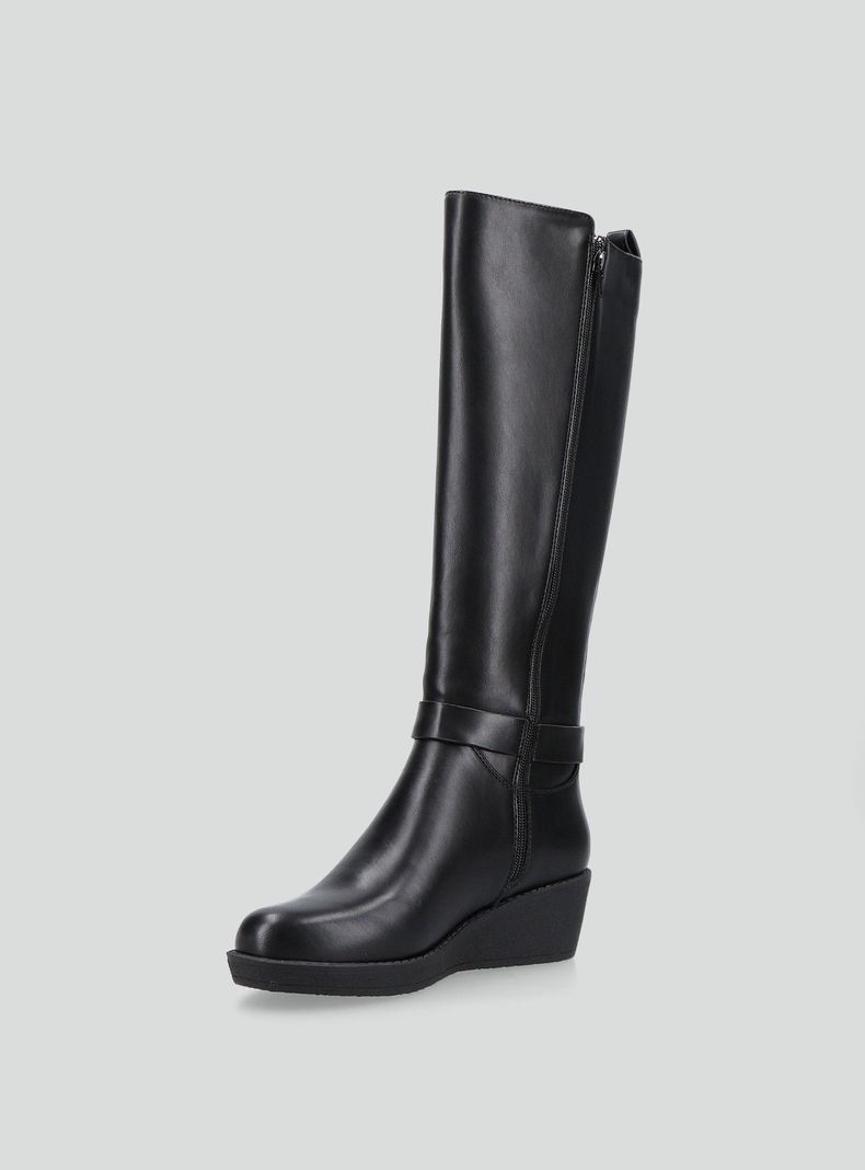 Bota Cuña Efecto Cuero Mujer-2