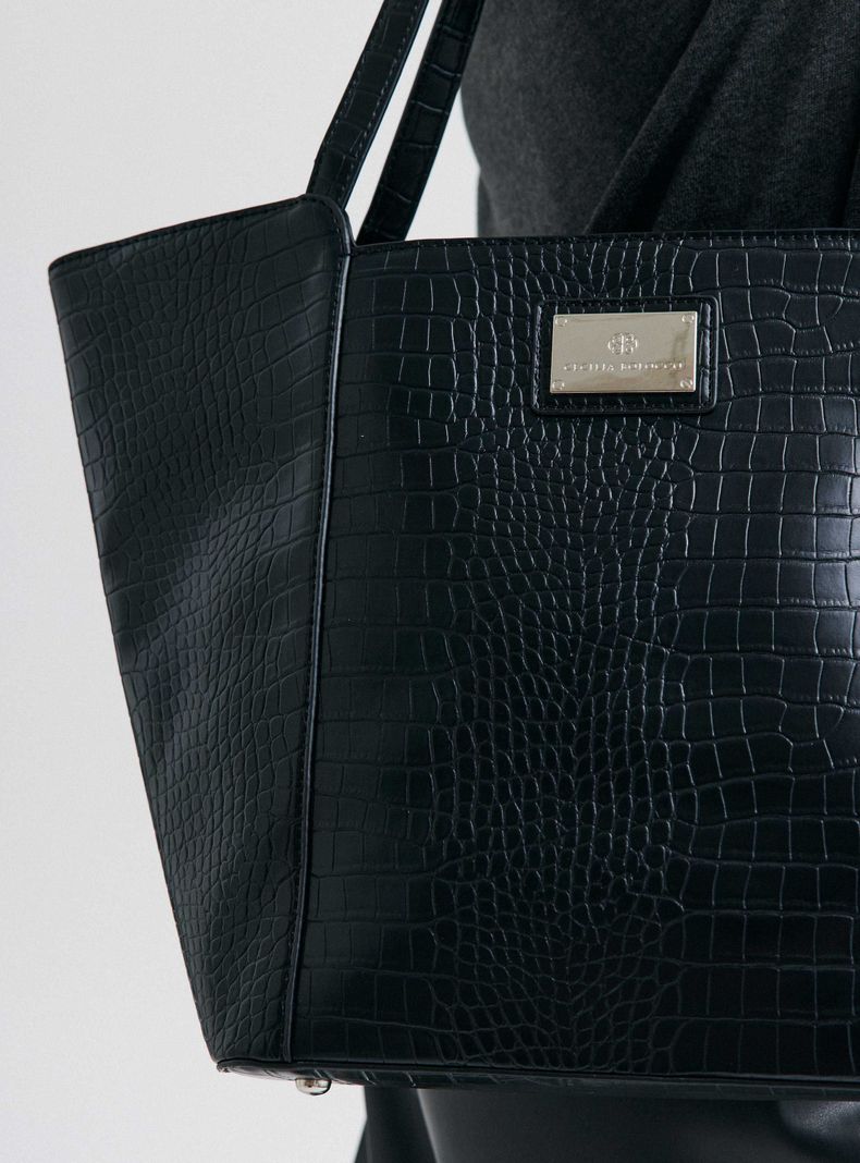 Cartera Totebag con Textura Croco Efecto Cuero-1