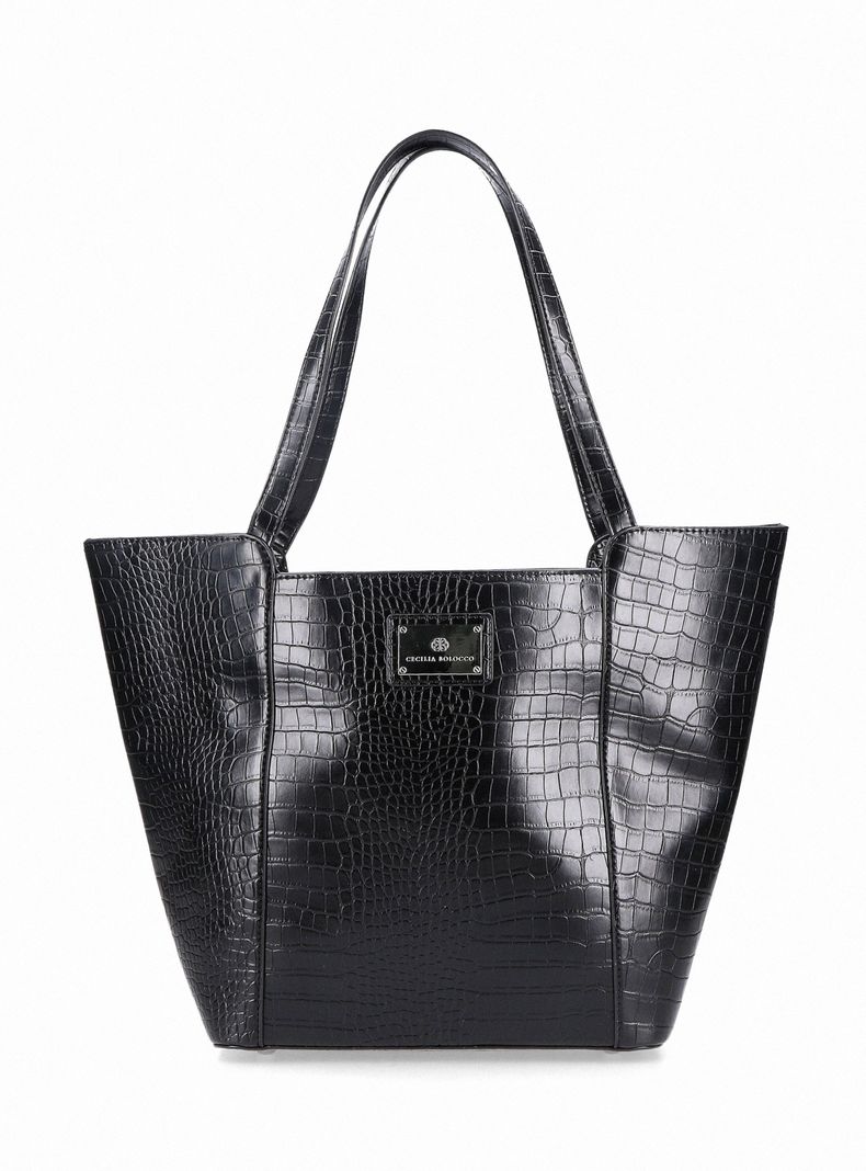 Cartera Totebag con Textura Croco Efecto Cuero-2