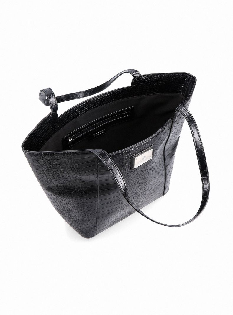 Cartera Totebag con Textura Croco Efecto Cuero-5