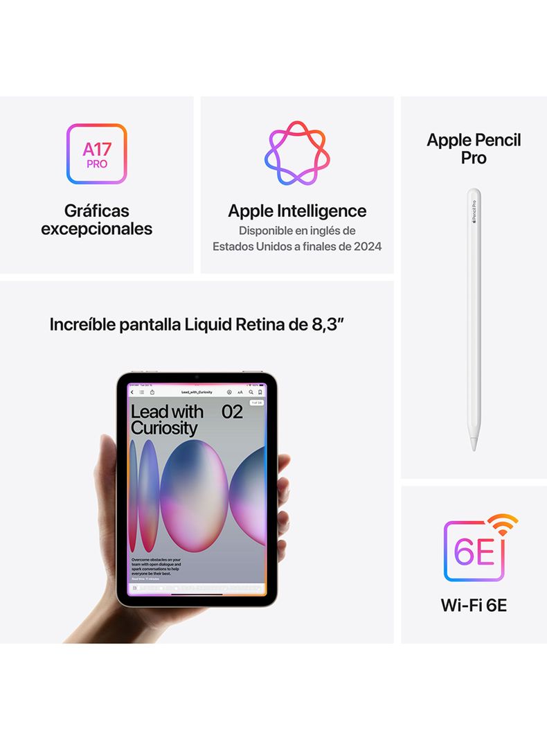 Apple iPad Mini 8.3" WiFi 128GB Chip A17 Pro Morado-5