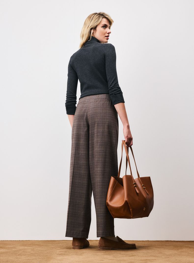 Pantalón Tailoring con Pinzas Tela Cuadrillé-5