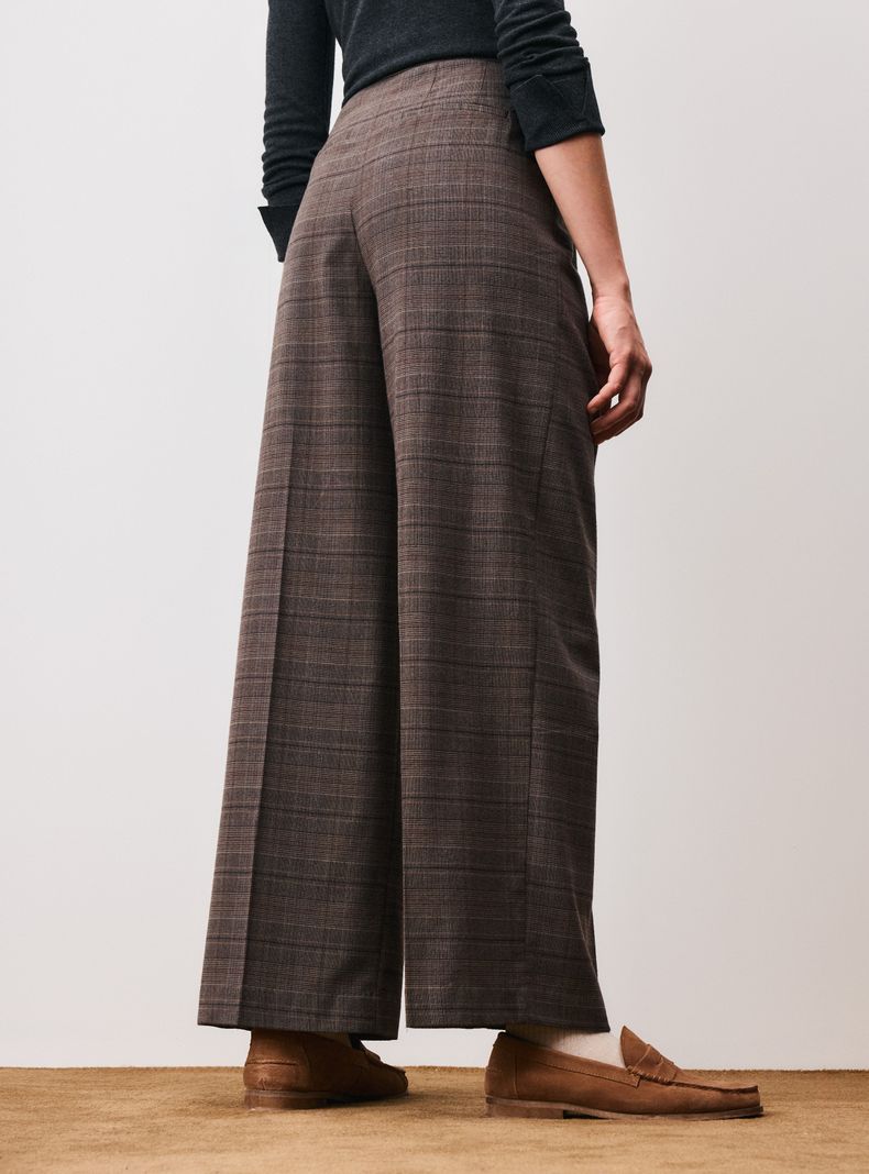 Pantalón Tailoring con Pinzas Tela Cuadrillé-1