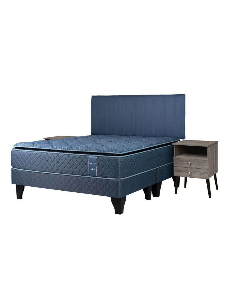 Cama Europea Merci King + Respaldo Merci + Velador Malaga Grey-0