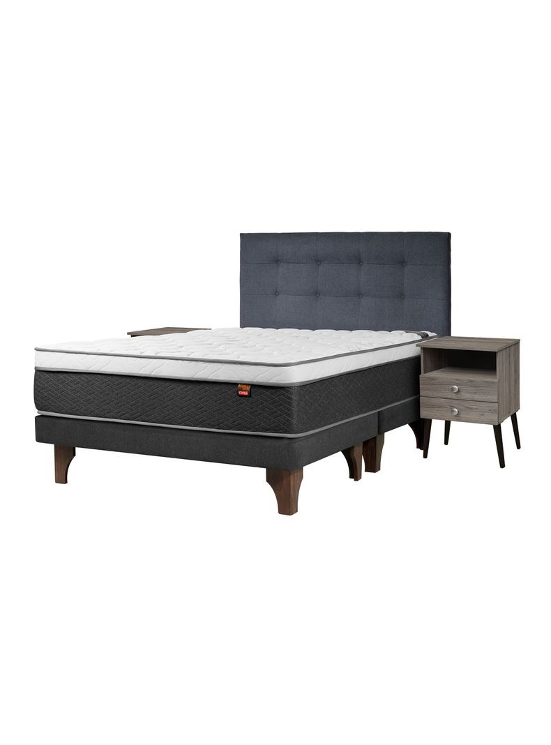 Cama Europea Everest Cobre Súper King + Respaldo Piamonte + Veladores Malaga Grey-0