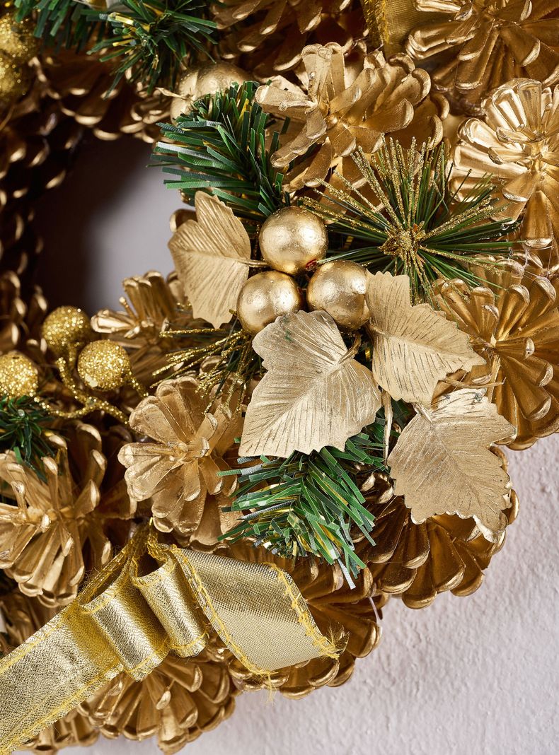 Corona de Navidad Dorada 30 cm-2