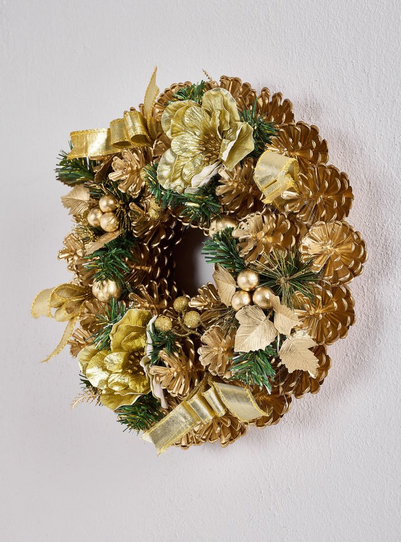 Corona de Navidad Dorada 30 cm-1