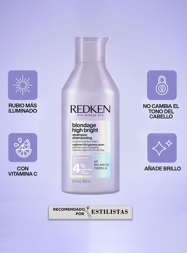 Shampoo Iluminador Cabello Rubio Blondage High Bright 300ml Redken-1