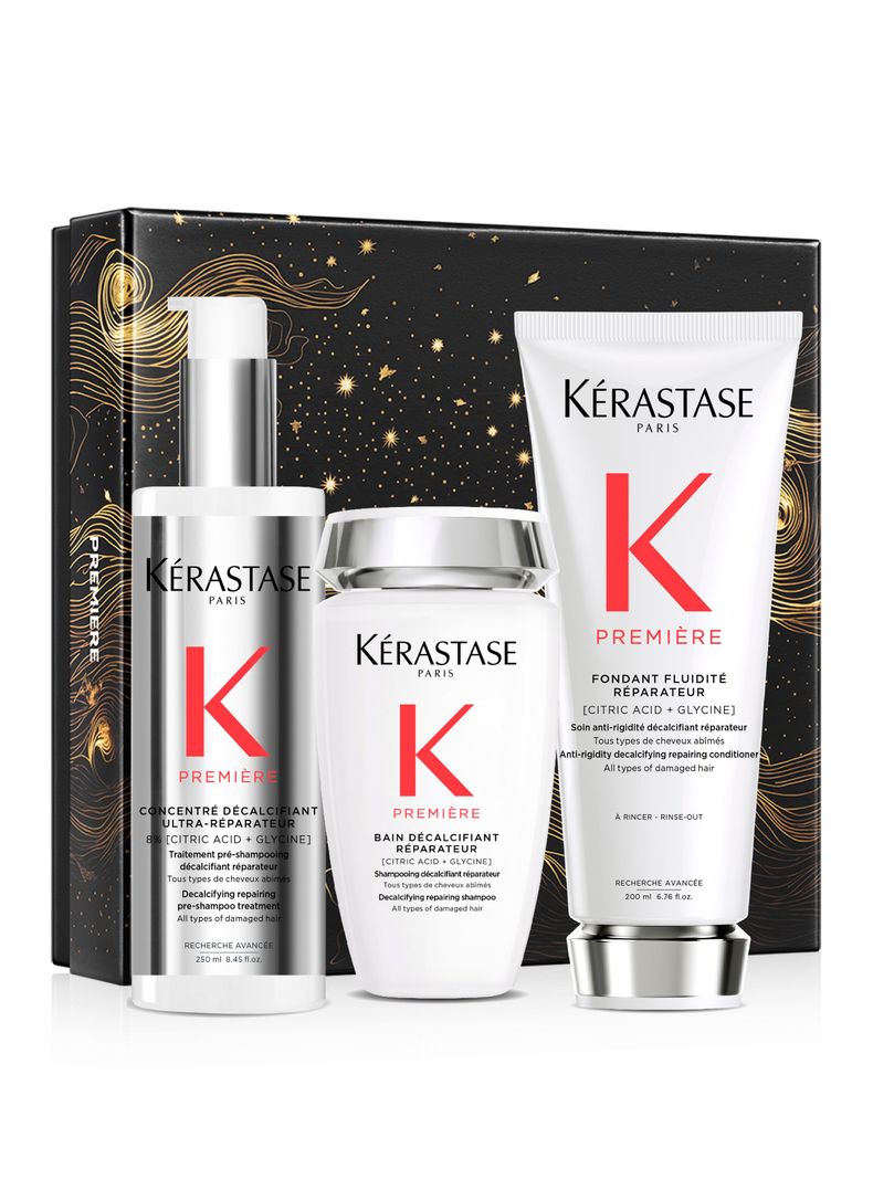 Set Reparación Cabello Premiere Concentré Décalcifiant Ultra-Réparateur 250ml + Shampoo Bain Décalcifiant Réparateur 250ml + Acondicionador Fondant Fluidité Réparateur 200ml Kérastase-0