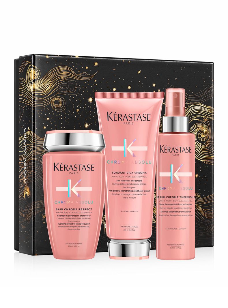 Set Reparación Cabello con Color Chroma Absolu Shampoo 250ml + Acondicionador 200ml + Serúm Chroma Thermique 150ml Kérastase-0
