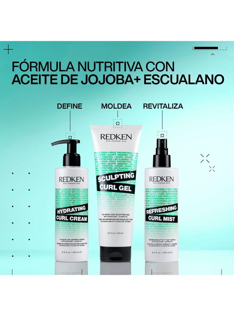 Crema para Peinar Rizos Cabello Rizado Hidratación y Definición Total Hybrid Curls 250ml Redken-4