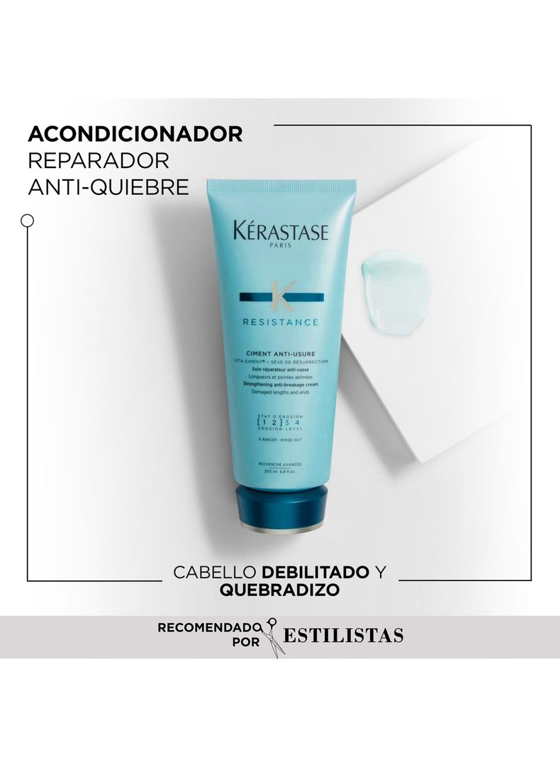 Set Reparación Cabello Debilitado Resistance Shampoo 250ml + Acondicionador 200ml + Crema Termoprotectora 150ml Kérastase-2