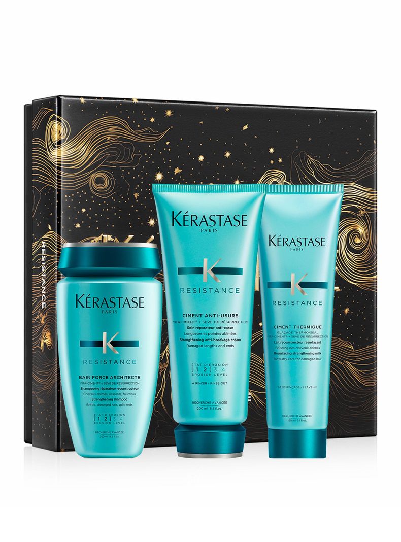 Set Reparación Cabello Debilitado Resistance Shampoo 250ml + Acondicionador 200ml + Crema Termoprotectora 150ml Kérastase-0