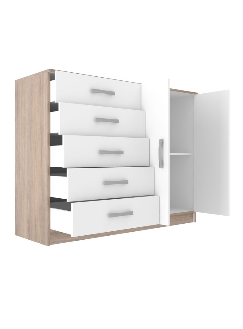 Cómoda Imbuia Blanco 5 Cajones 2 Puertas-2