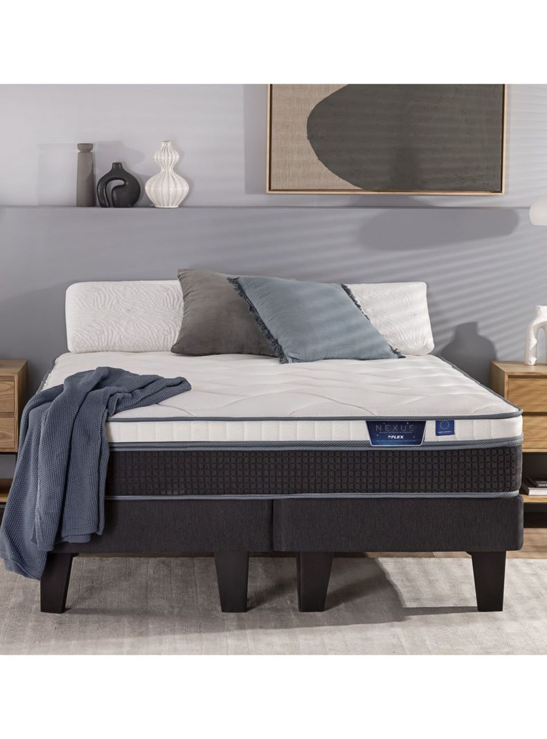 Cama Europea Nexus 2 Plazas Box Base Dividida + Set de Muebles Lorraine-5