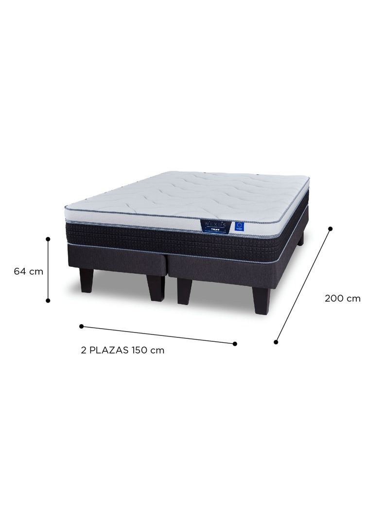 Cama Europea Nexus 2 Plazas Base Dividida + Respaldo Royal Grafito-1