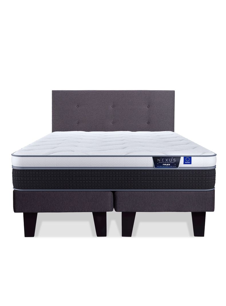 Cama Europea Nexus 2 Plazas Base Dividida + Respaldo Royal Grafito-2