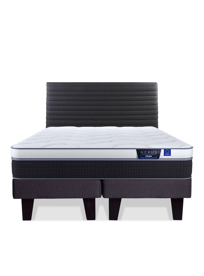 Cama Europea Nexus King + Respaldo Modern Grafito-2