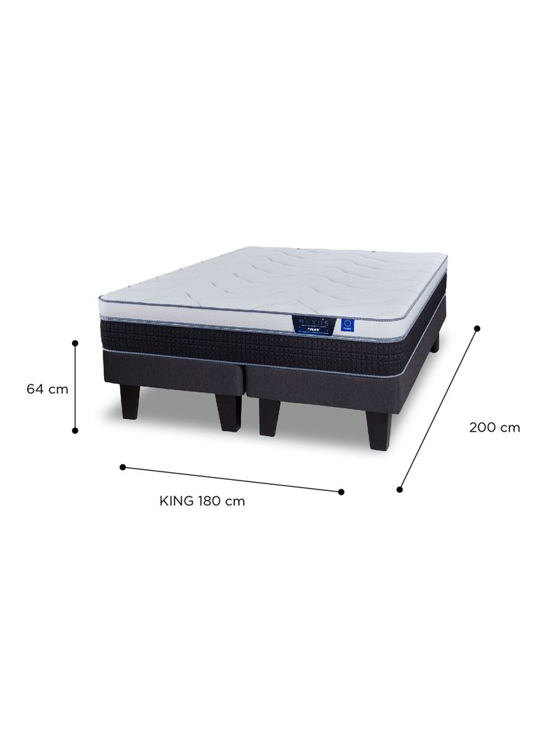 Cama Europea Nexus King + Respaldo Modern Grafito + Velador Rover-1