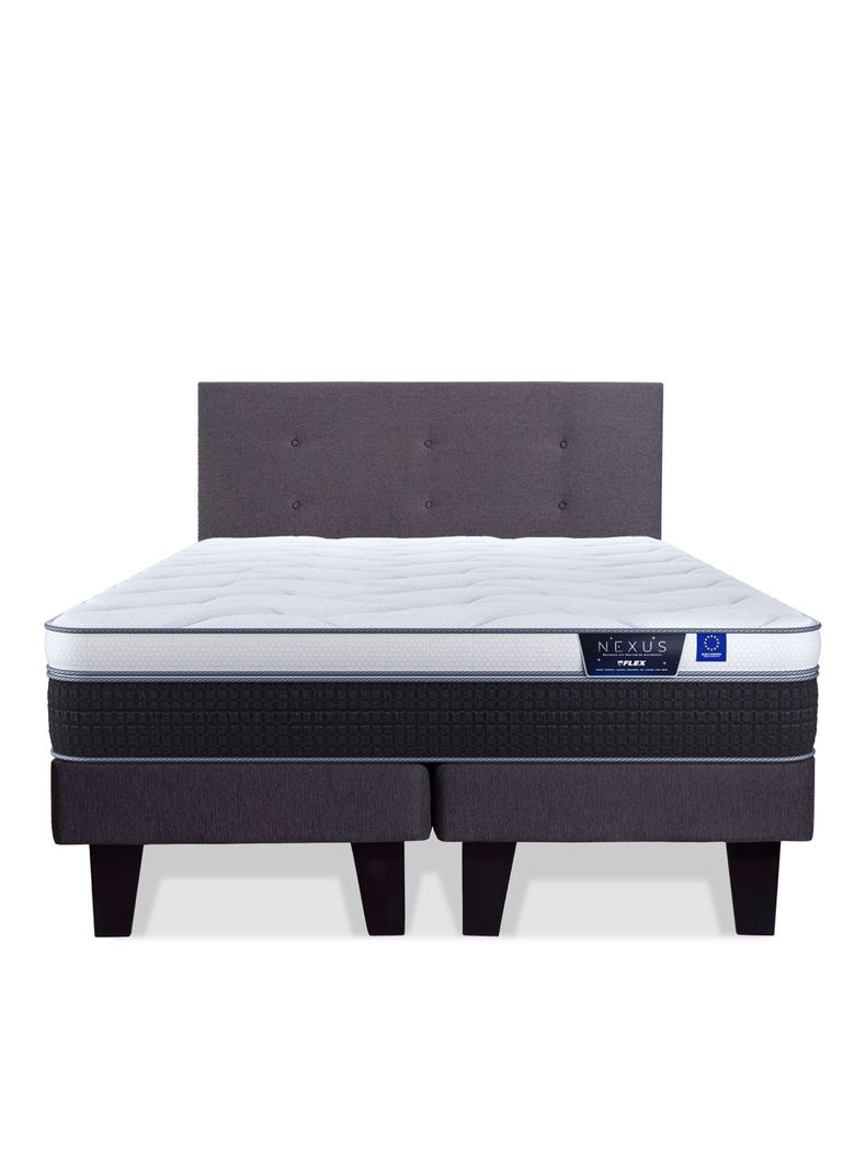 Cama Europea Nexus King + Respaldo Royal Grafito-2