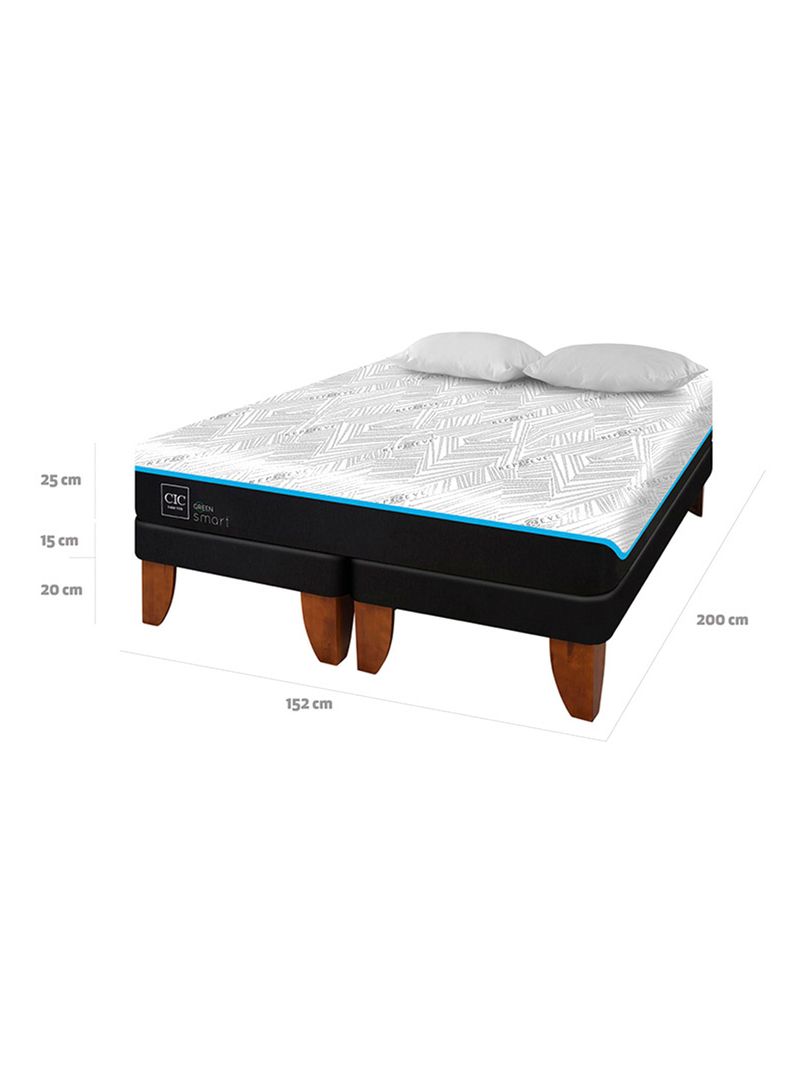 Cama Europea Green Infinity 2 Plazas Base Dividida + Almohadas-1