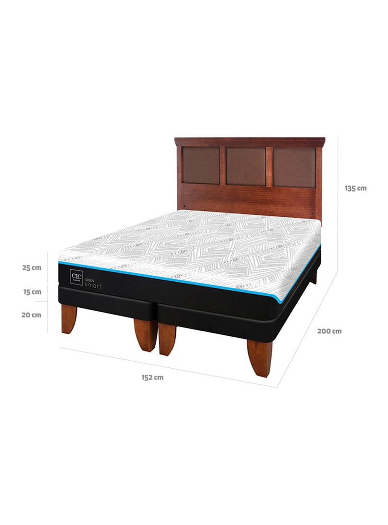 Cama Europea Green Infinity 2 Plazas Base Dividida + Respaldo Torino Caramel-1