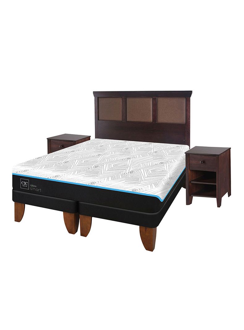 Cama Europea Green Infinity King + Set Muebles Torino Chocolate-0