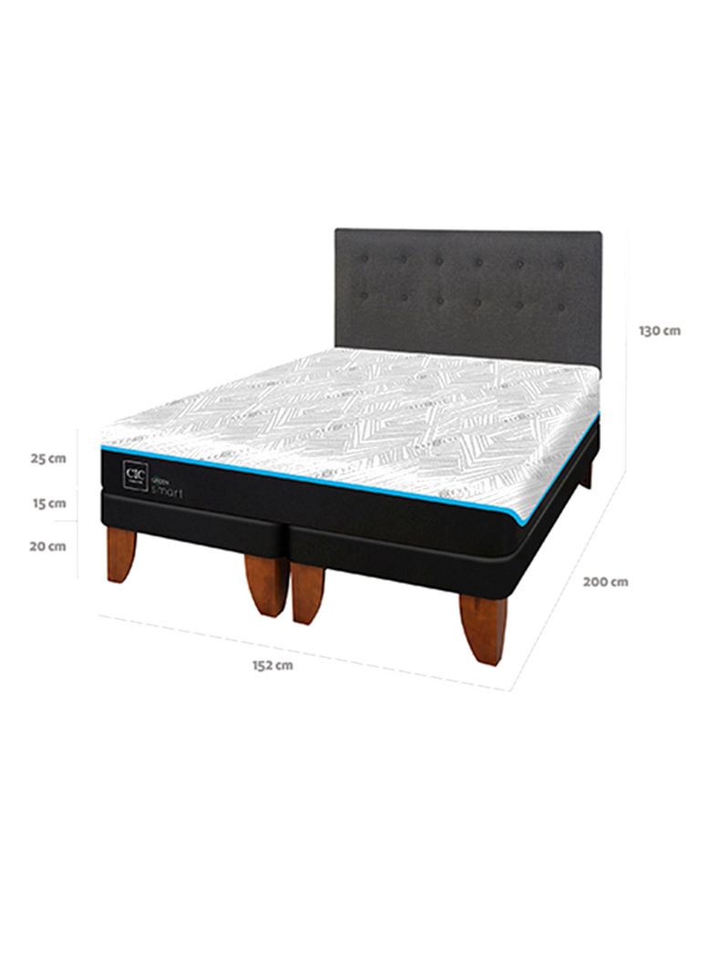 Cama Europea Green Infinity 2 Plazas Base Dividida + Respaldo Eufrates-1