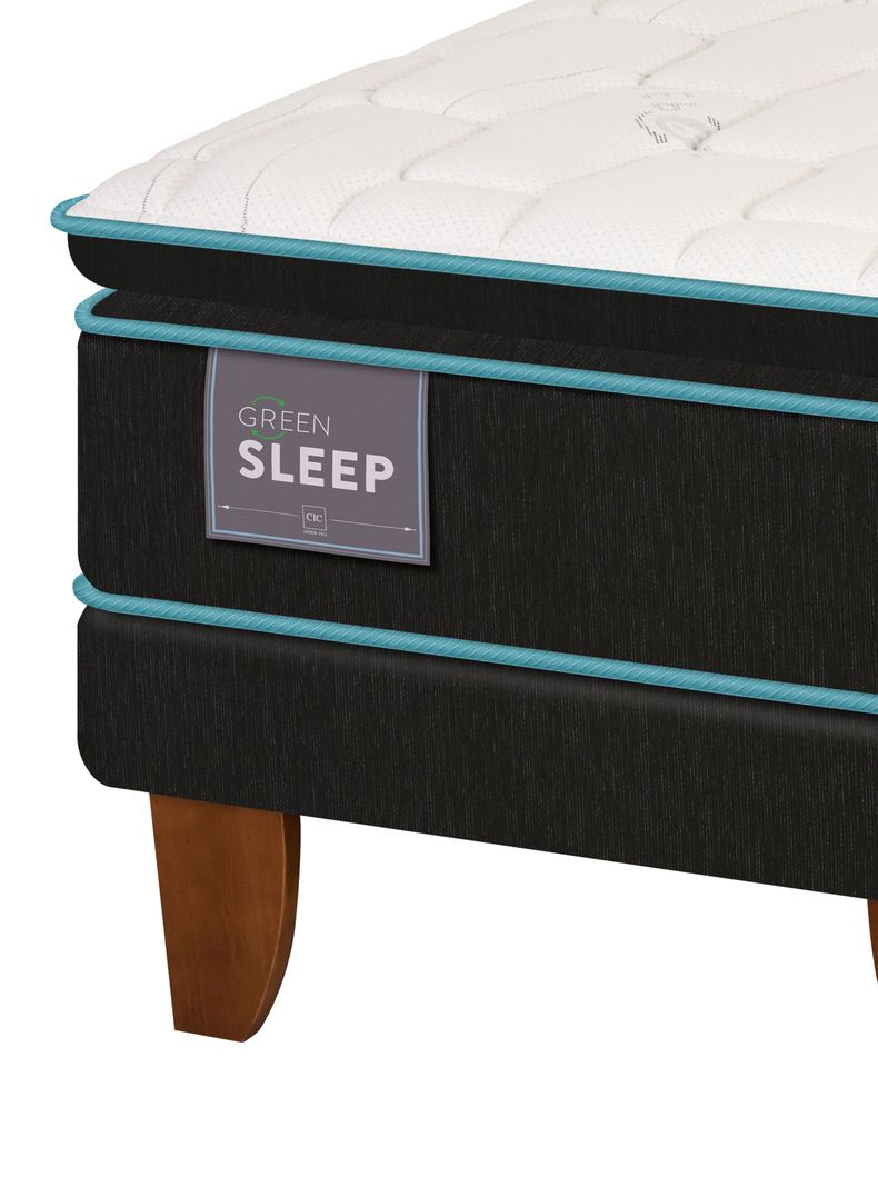 Cama Europea Green Infinity 2 Plazas Base Dividida + Respaldo Villarrica Gris-3