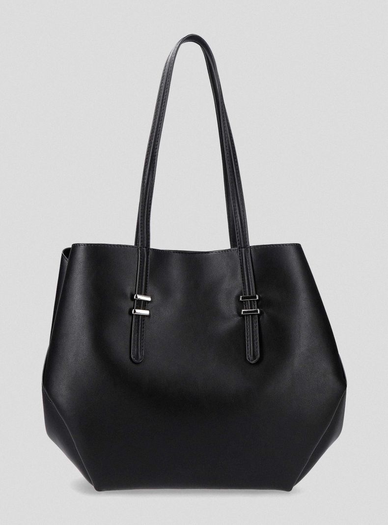 Cartera Totebag Efecto Cuero Fluído-4