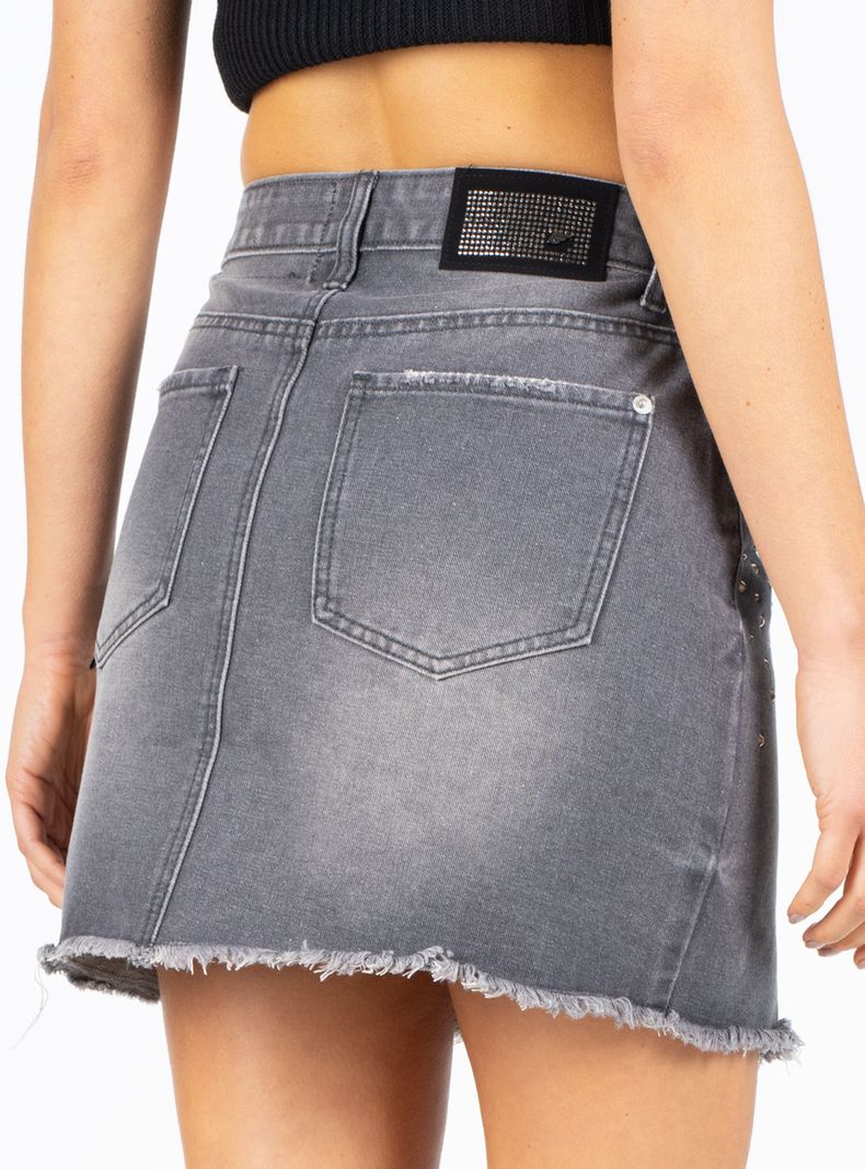 Falda Mini Gray Grunge Brillos Denim-2