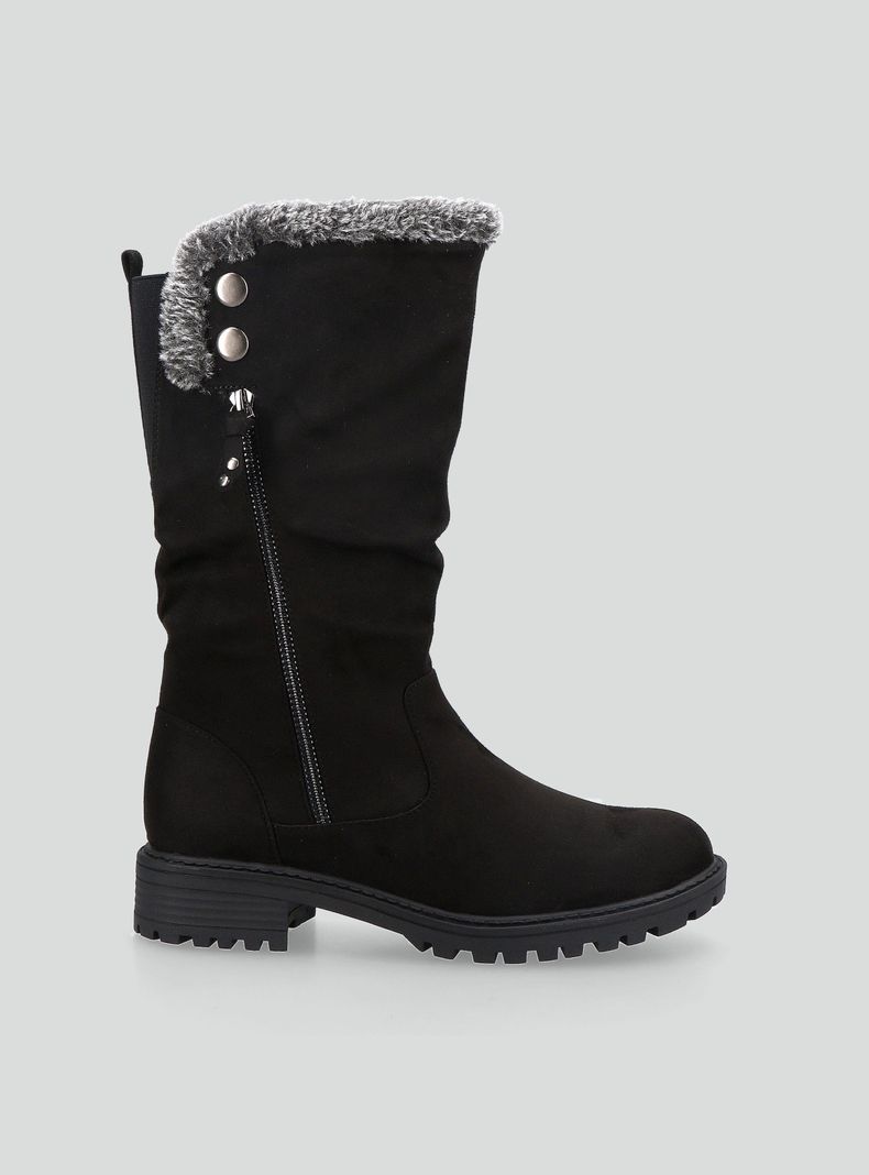 Bota Larga Efecto Pelo Mujer-0