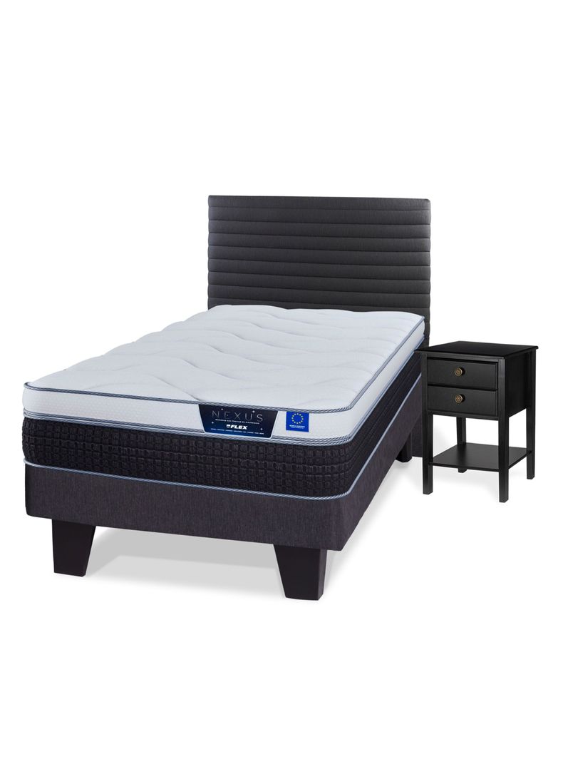 Cama Europea Nexus 1.5 Plazas Box + Respaldo Modern + Velador Rover-0
