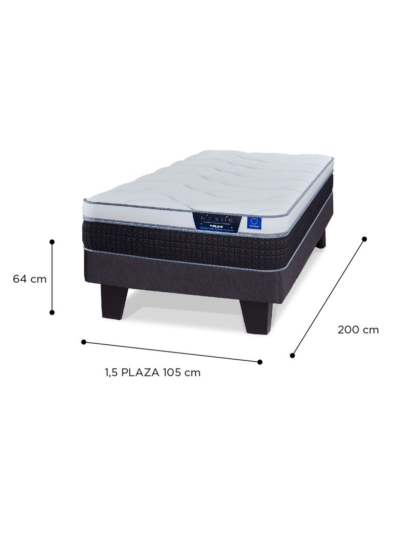 Cama Europea Nexus 1.5 Plazas Box + Respaldo Modern + Velador Rover-1