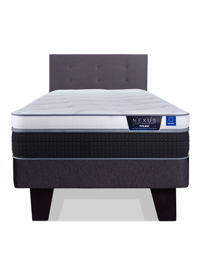 Cama Europea Nexus 1.5 Plazas Box + Respaldo Royal Grafito-2
