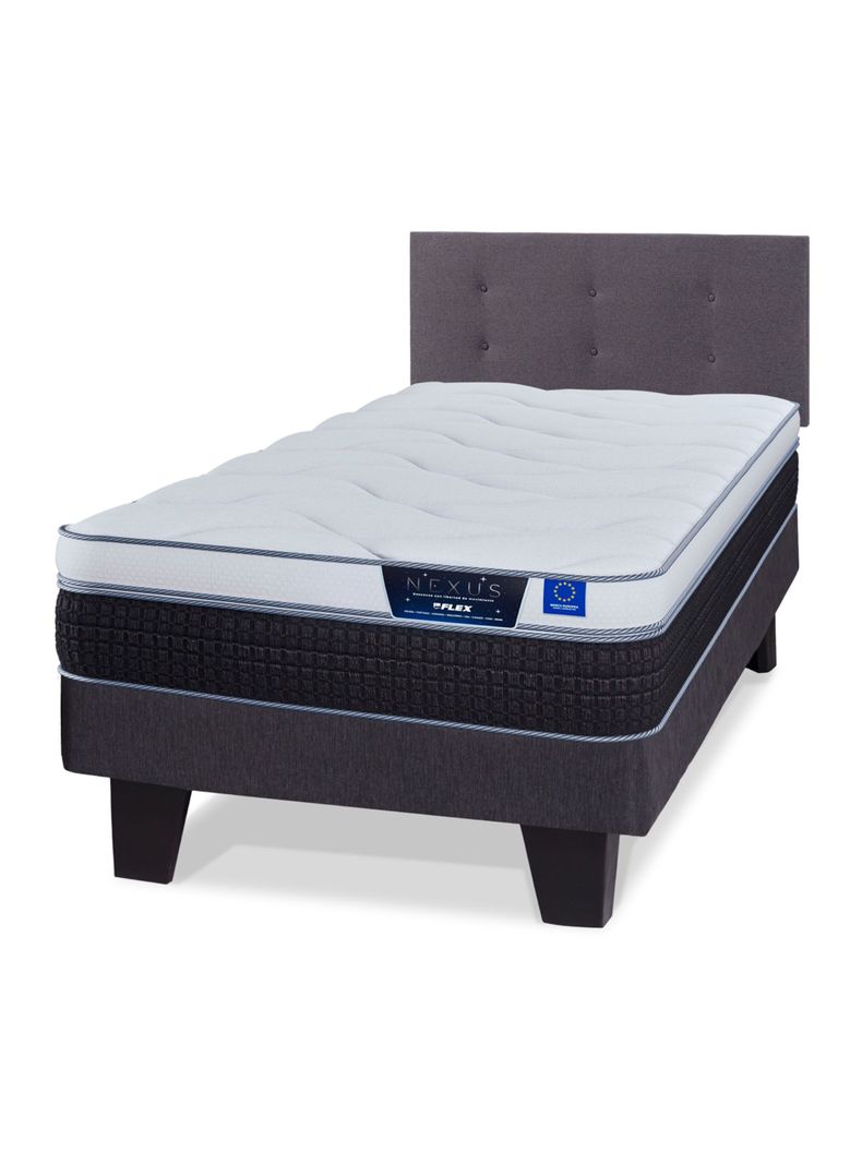 Cama Europea Nexus 1.5 Plazas Box + Respaldo Royal Grafito-0
