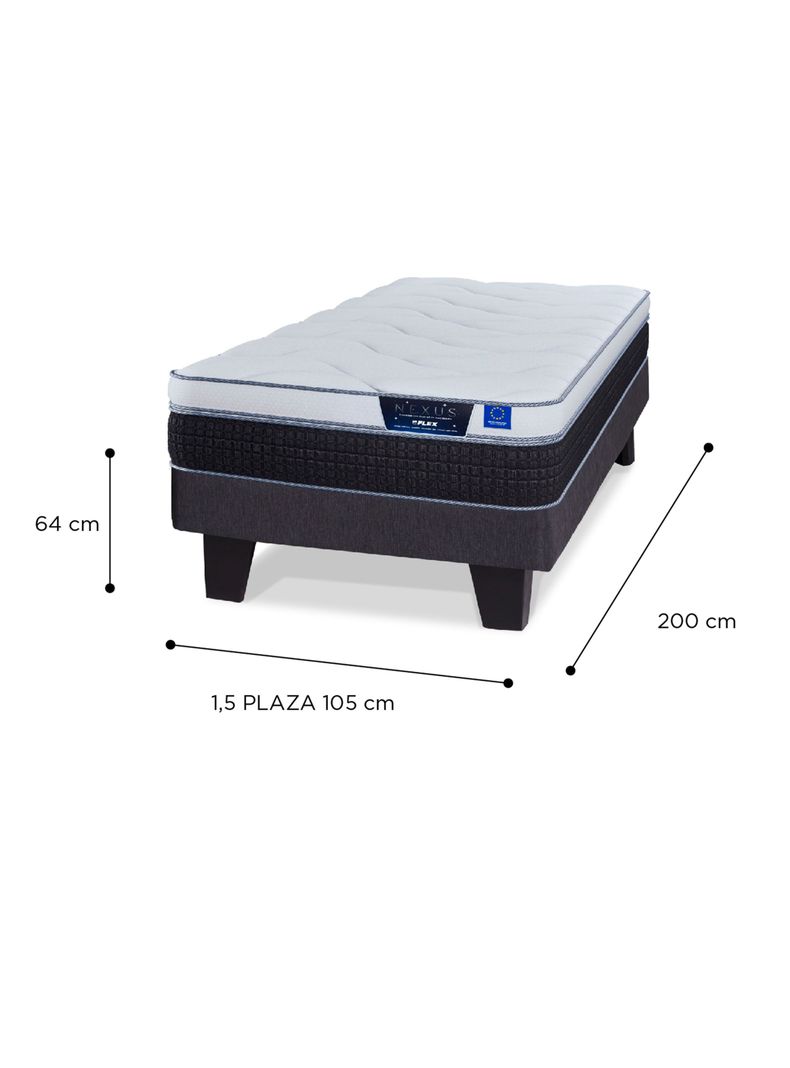 Cama Europea Nexus 1.5 Plazas Box + Respaldo Royal Grafito-1