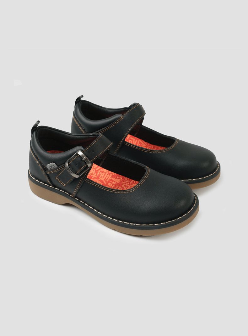 Zapato Escolar Reina de Cuero con Hebilla Niña-1