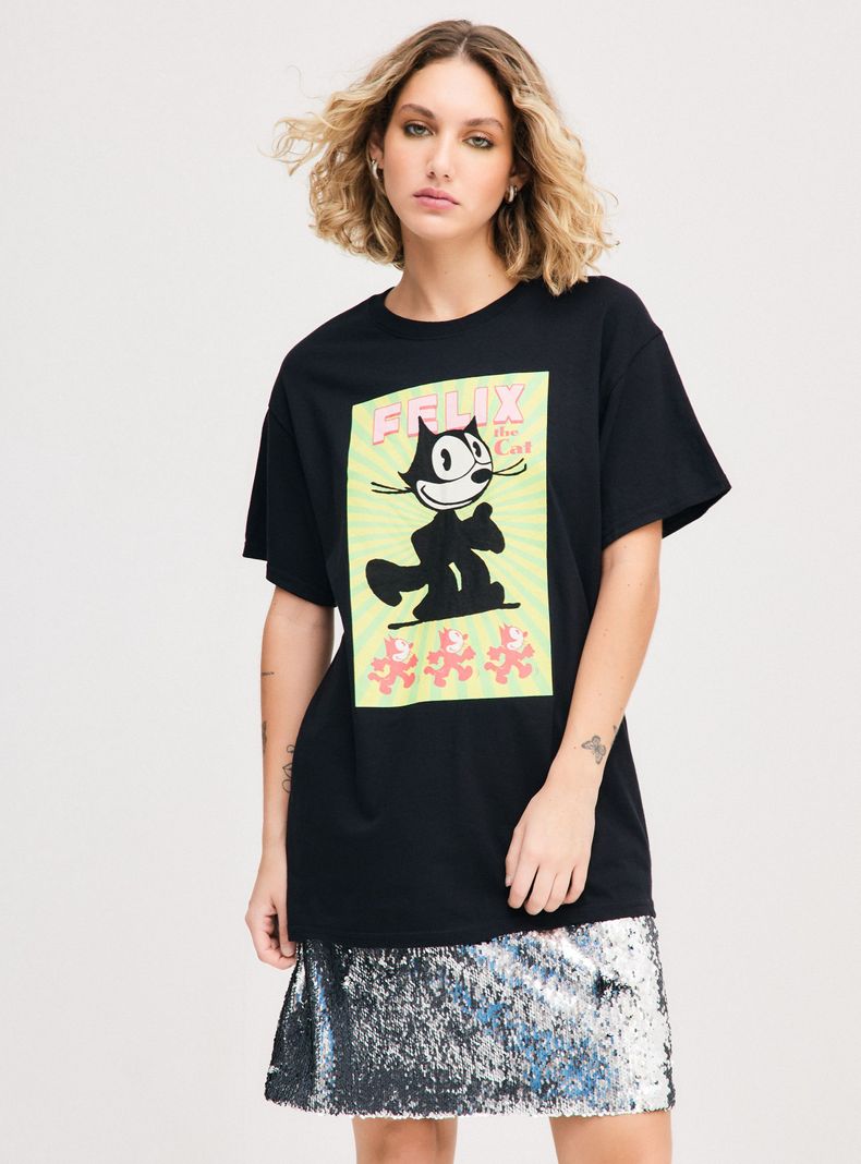 Polera Felix The Cat Negro Talla M-0