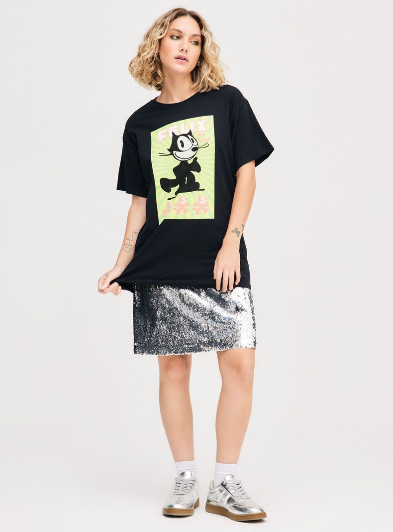 Polera Felix The Cat Negro Talla M-3