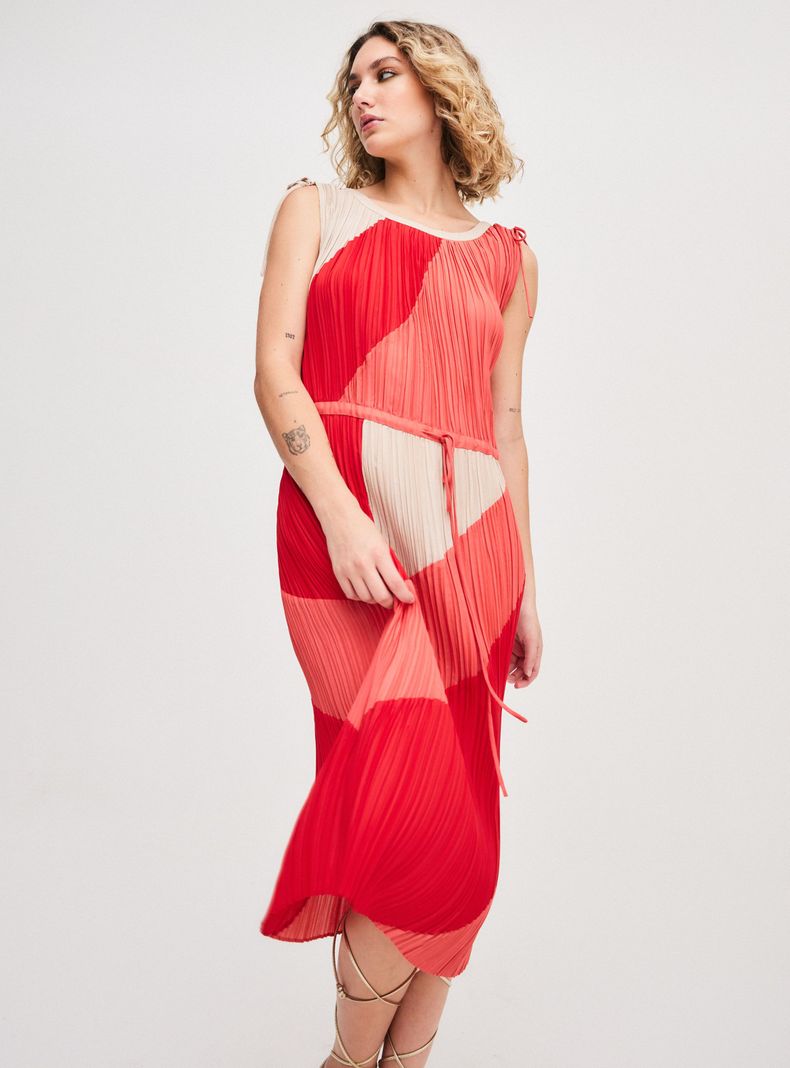 Vestido The Vintage Sisters Bcbg Rosado Plisado-0
