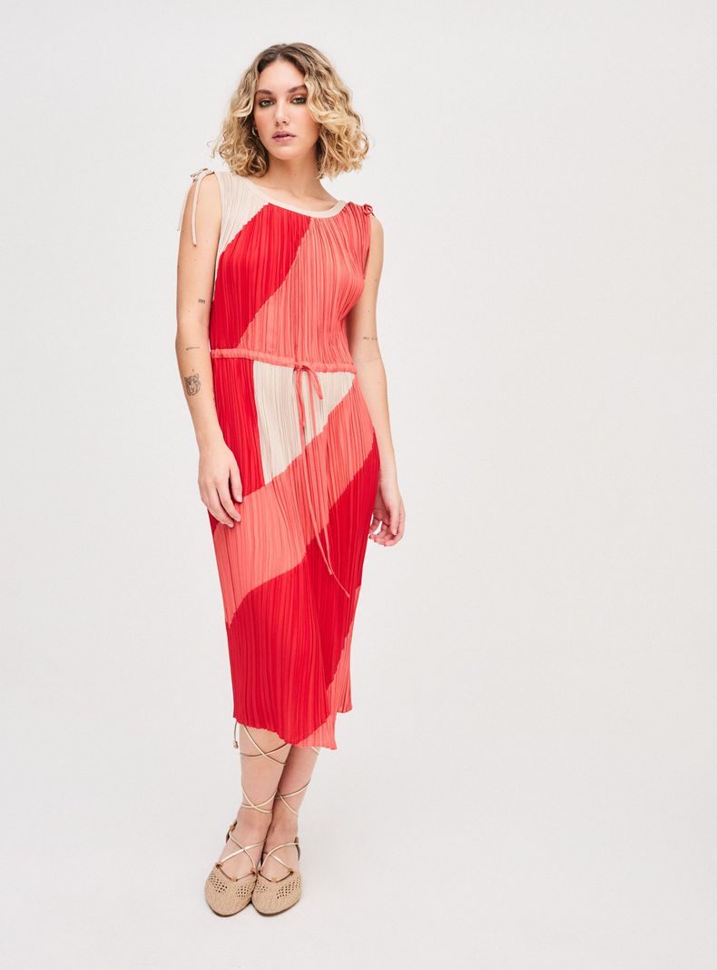 Vestido The Vintage Sisters Bcbg Rosado Plisado-2