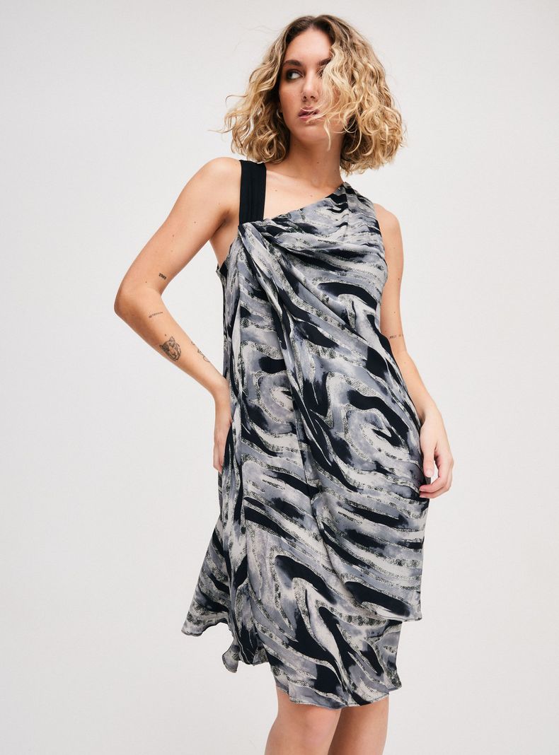 Vestido The Vintage Sisters Poleci Gris Seda-0