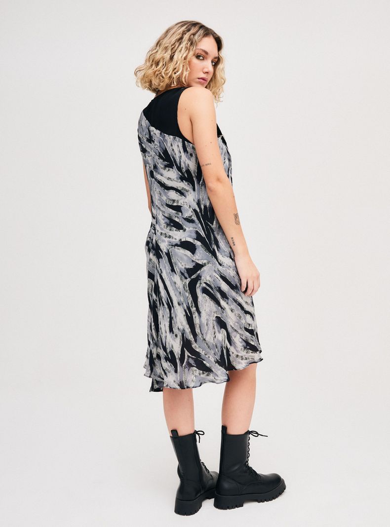 Vestido The Vintage Sisters Poleci Gris Seda-3