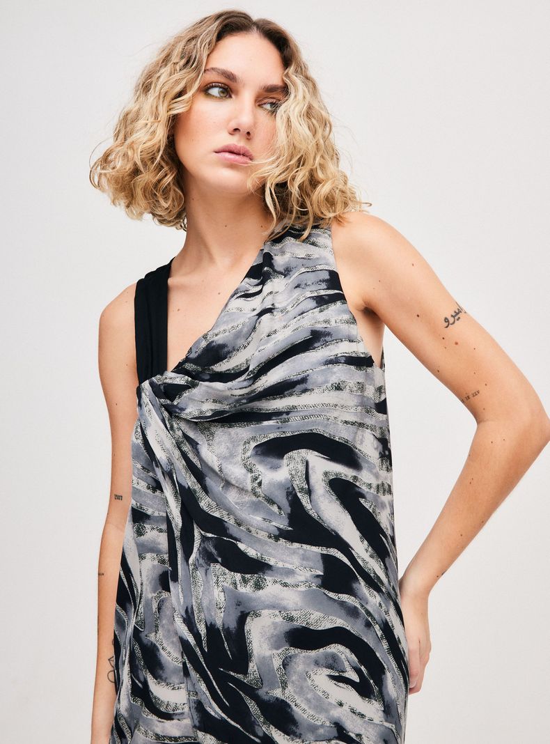Vestido The Vintage Sisters Poleci Gris Seda-1