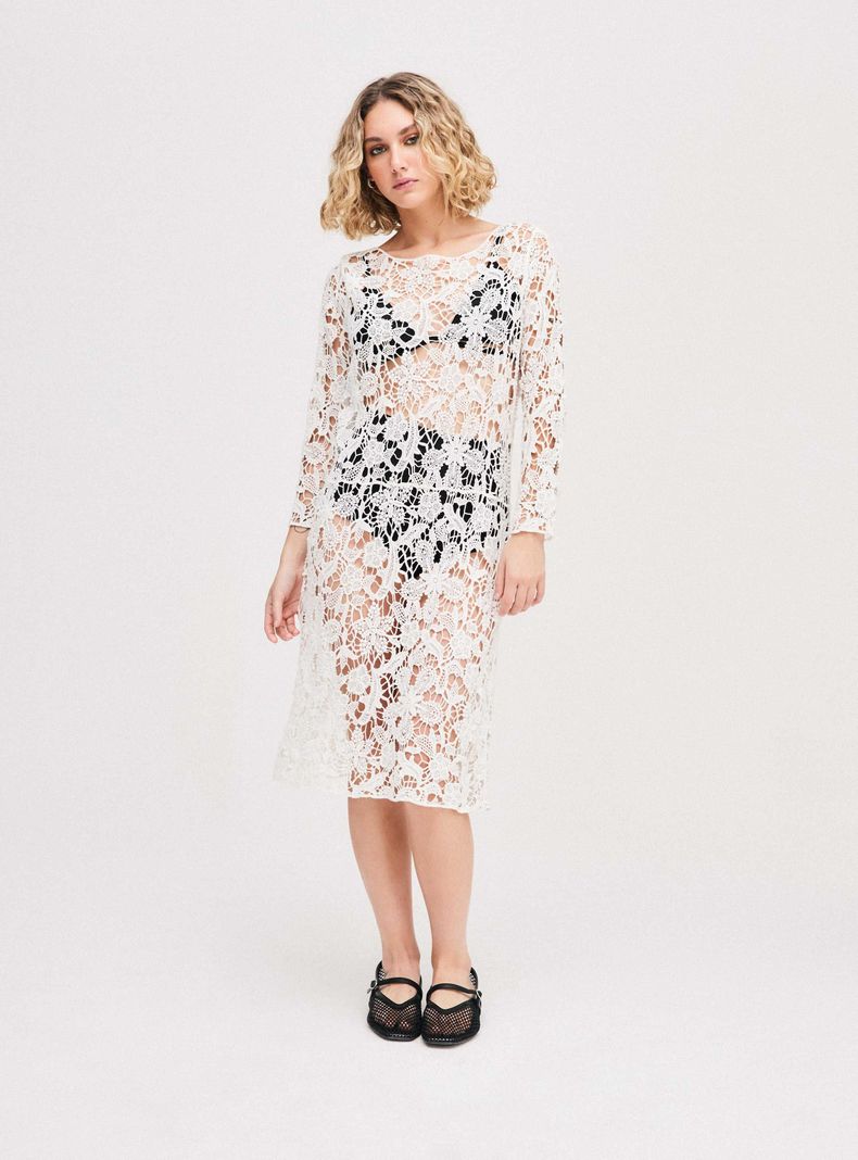 Vestido Sv Lauren Blanco Talla Xl-2